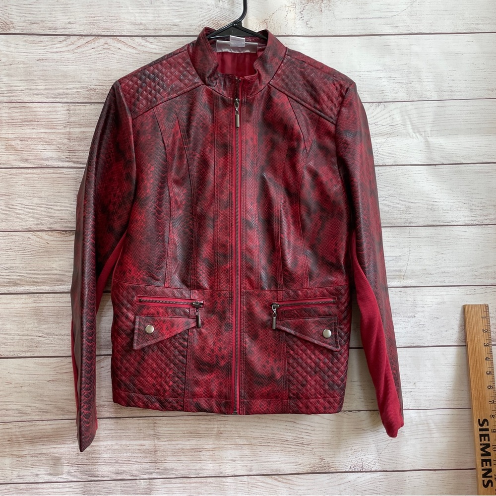 VINTAGE Z STUDIO RED FAUX LEATHER JACKET‎